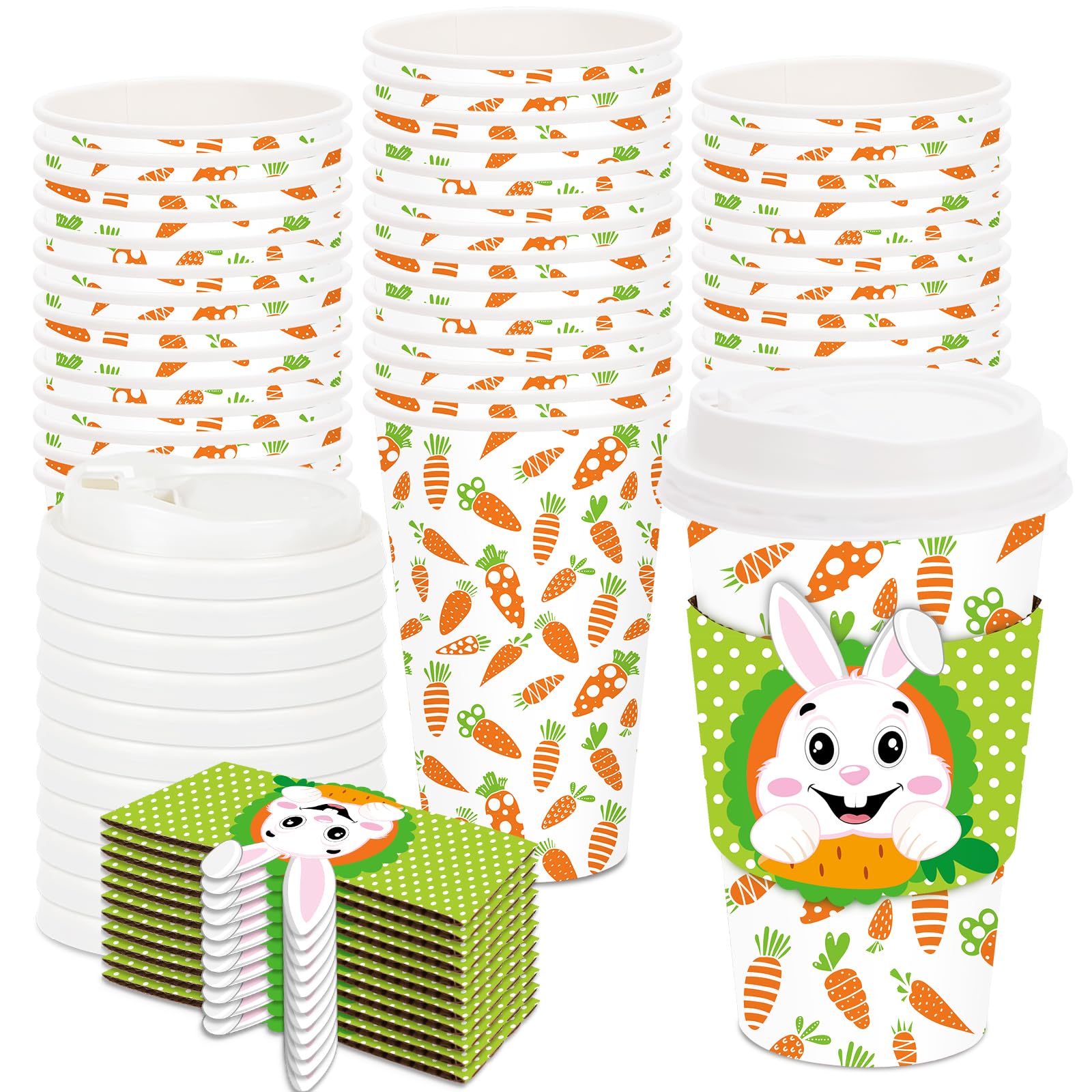 Gobelets café jetables lapin de Pâques pour buffet et réception de printemps