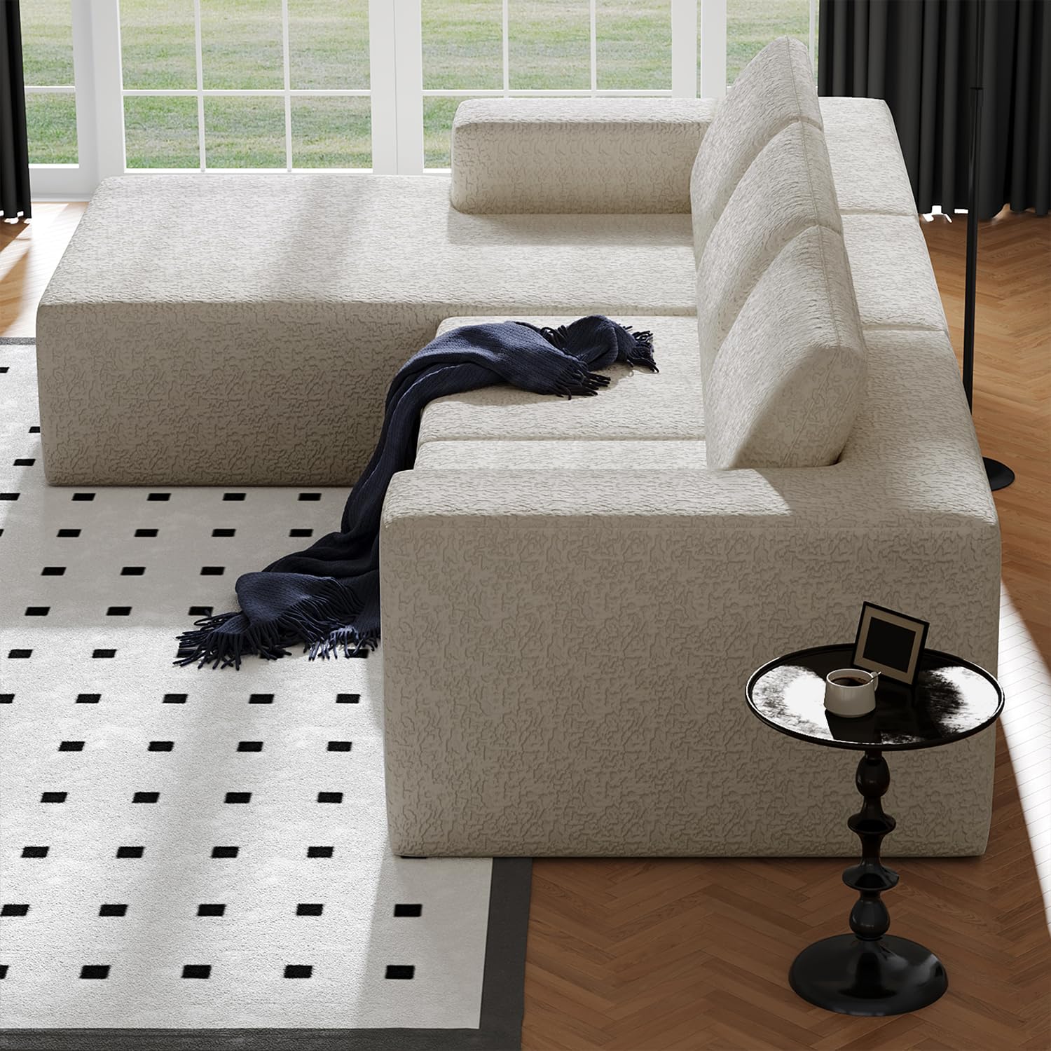 Sofá modular Cloud de 108 pulgadas con diván en forma de L, moderno sofá modular con asiento profundo, sofás de tela de punto ultra suave para sala de estar, no requiere montaje, diván orientado a la 6
