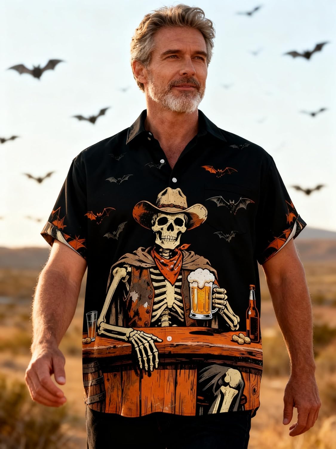 Bowling Shirts for Men Print Short Sleeve Regular Fit Hawaiian Casual Button Down Beach Shirts