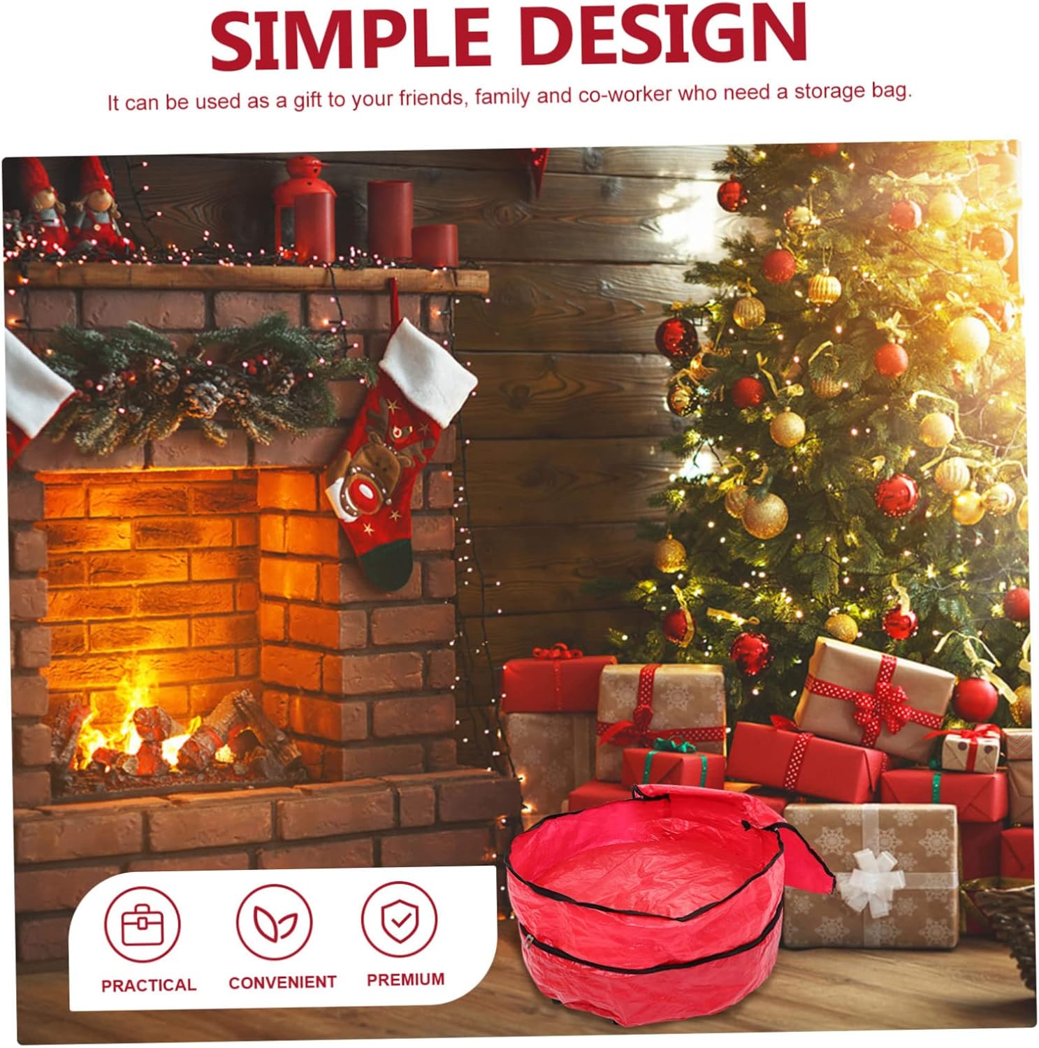 Double Layer Xmas Garland Storage Bag Zippered Wreath Container with Handles Pe Design for Dust for Holiday Decor Organization