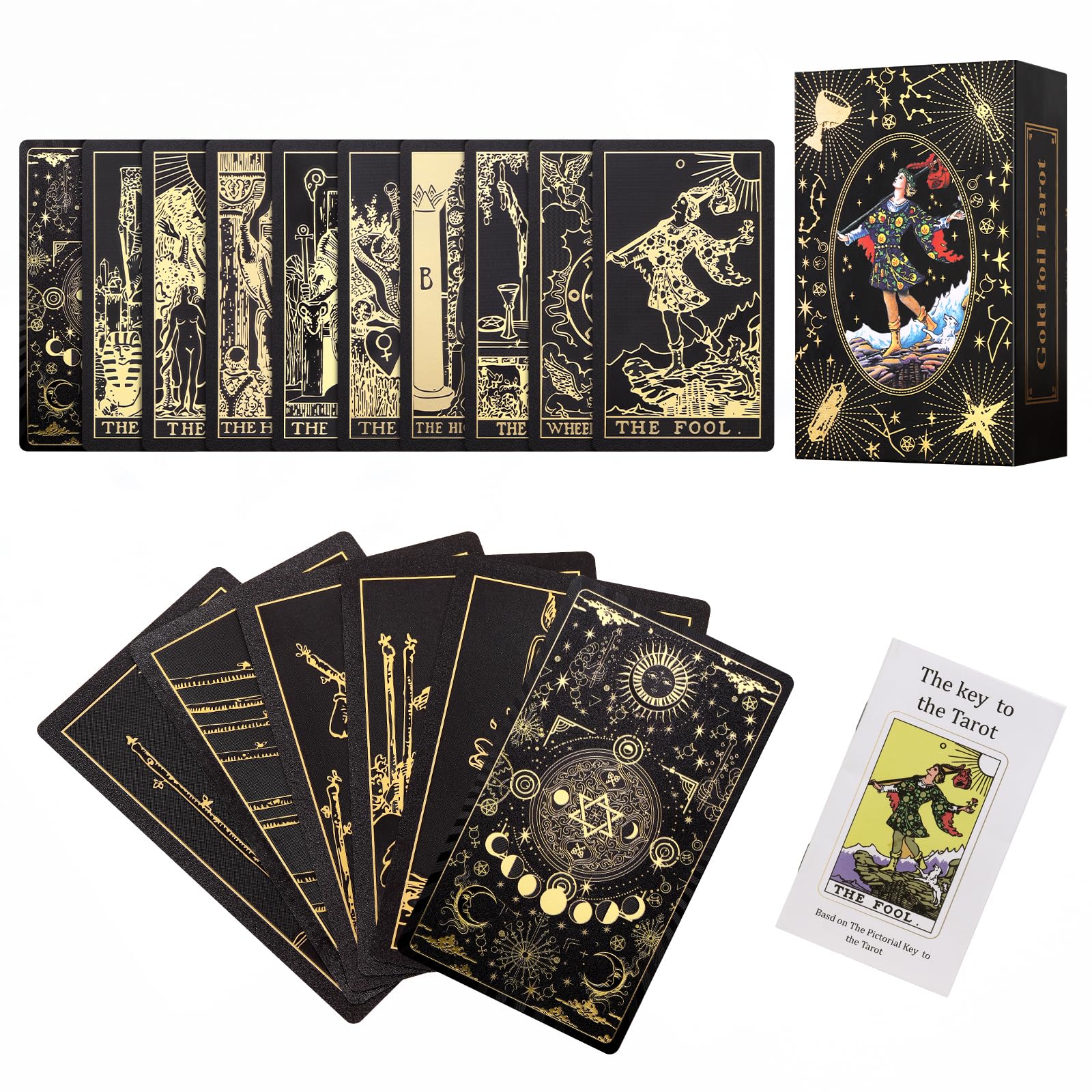 Amazon.com: SUNHHX Tarot Cards, 78 Gold foil Tarot Cards Deck for