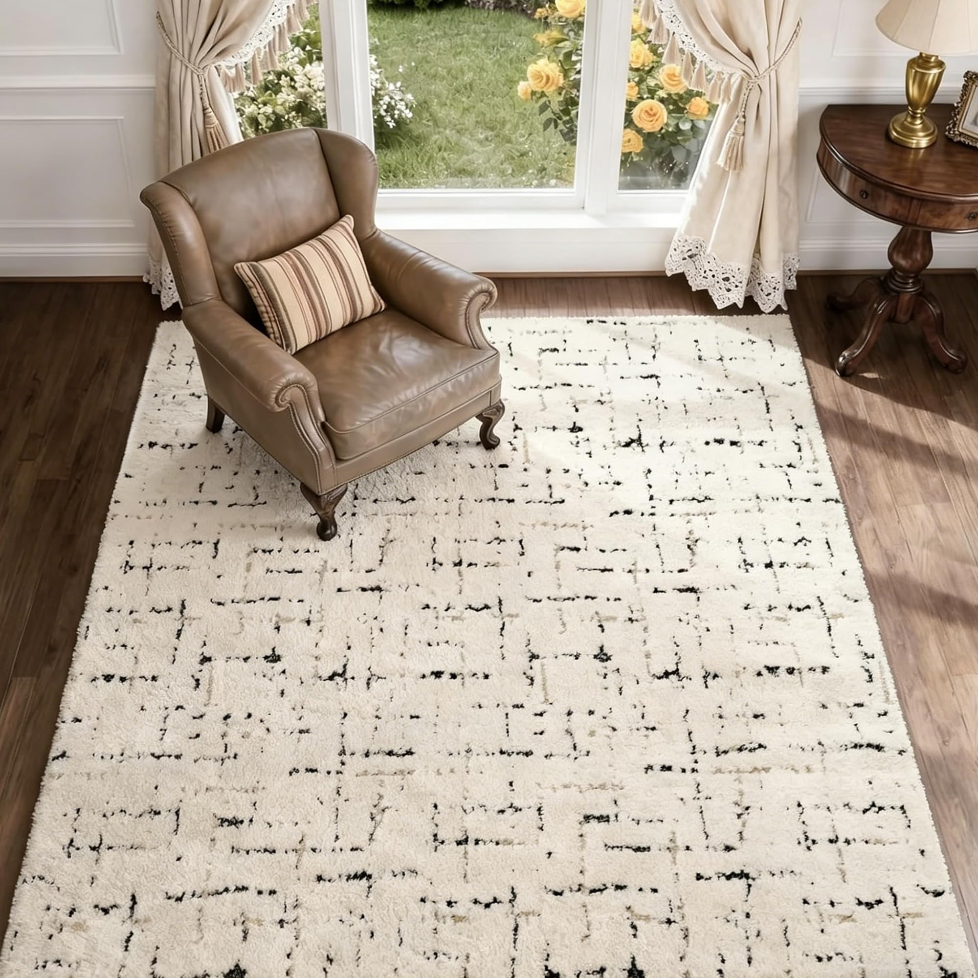 Tapis pelucheux jacquard moderne jxgzyy en polaire fine