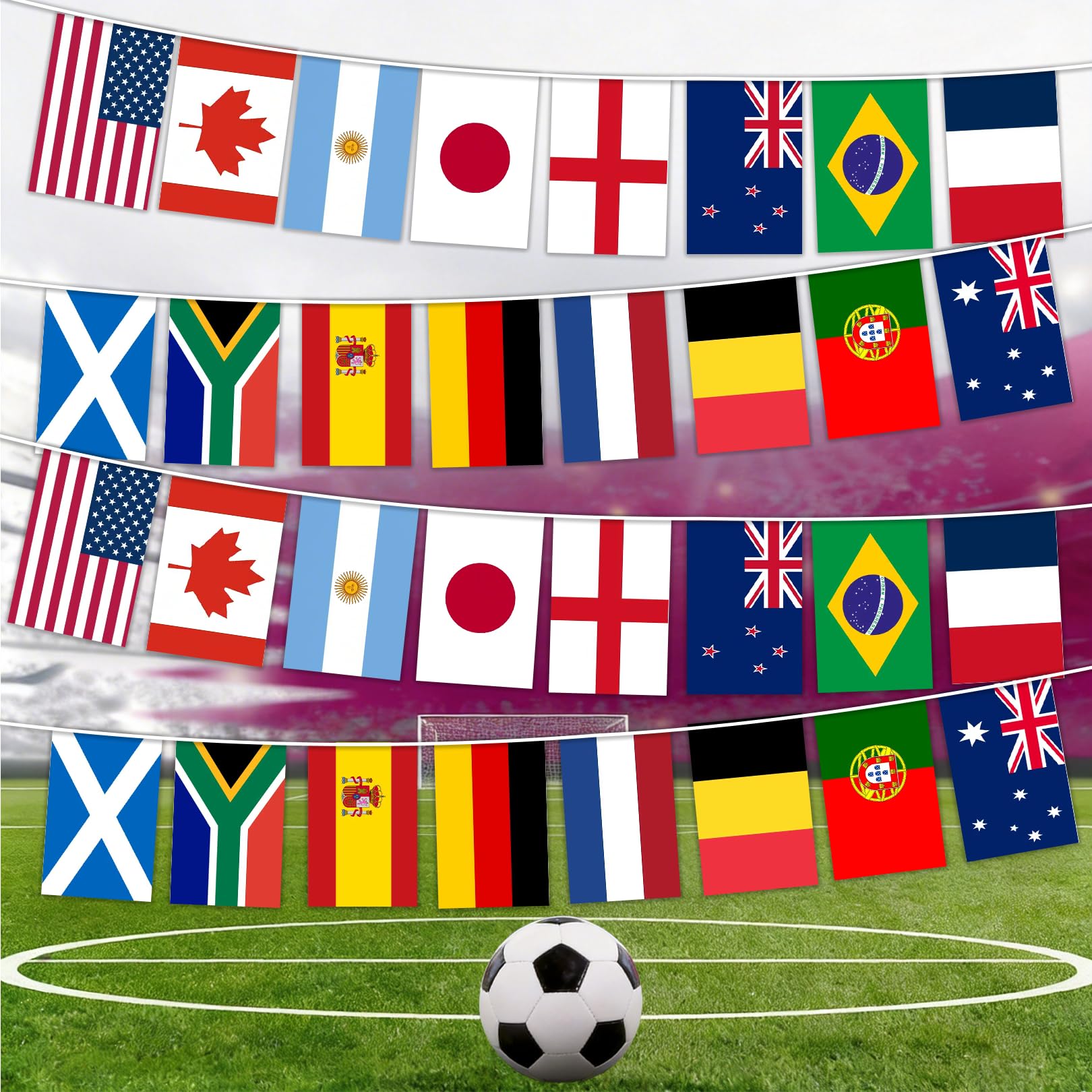 2 Pack World Cup Football 2026 Flags Bunting for World Cup Party Decorations 36ft/11m, Double Sides Flags Bunting for World Cup Football Bar Club Garden Street Decor - 1