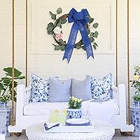 Vista 5 de MEEDEE Cinta de arpillera de yute azul real, 2.5 pulgadas, 10 yardas, coronas y lazos patrióticos, decoración de fiesta del 4 de julio