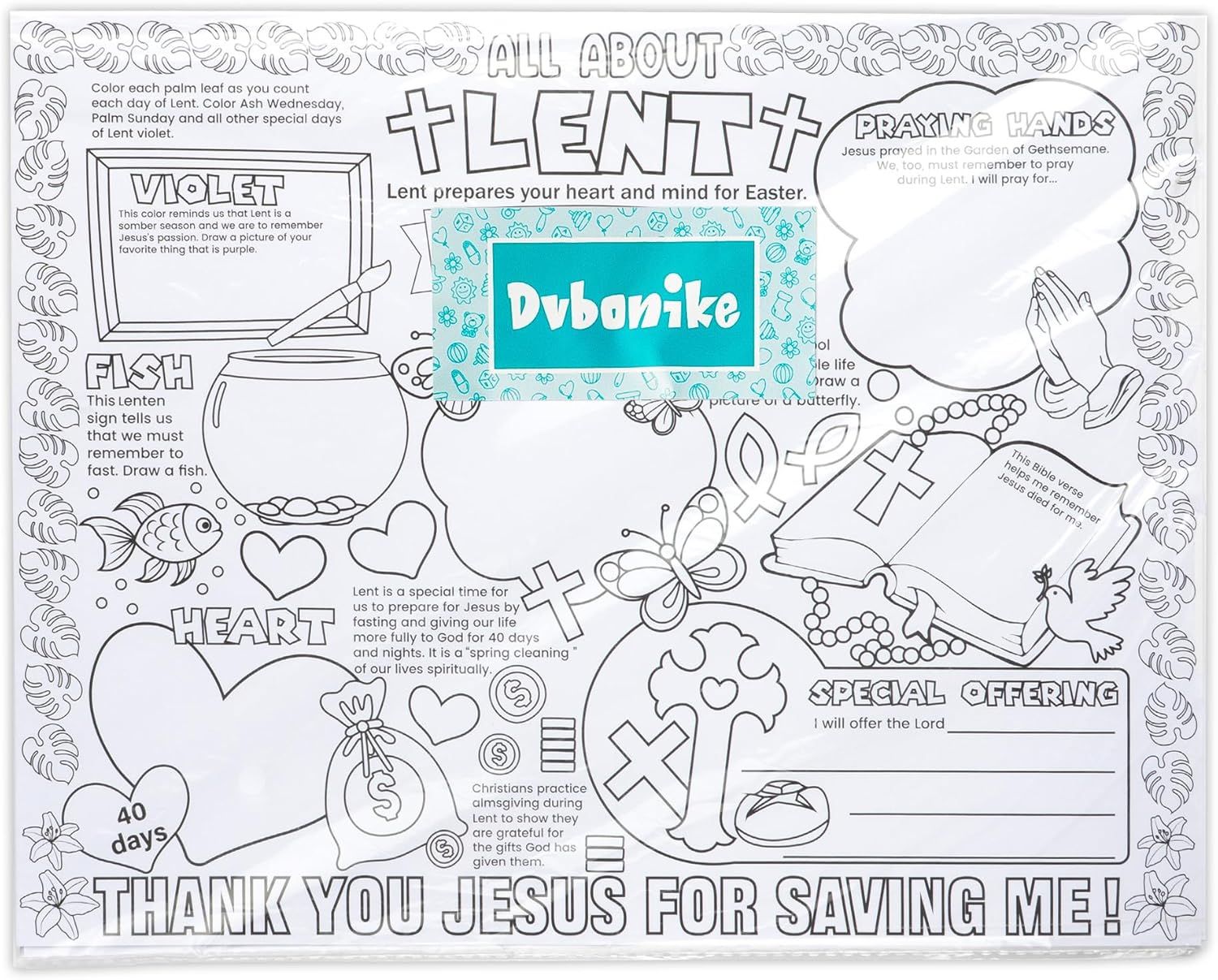 Dvbonike 36Pcs All About Lent Coloring Posters Bulk - Easter Religious DIY Crafts Color Your Own Lenten Posters for Kids Students, Sunday School Activities Classroom Supplies Christian Learning