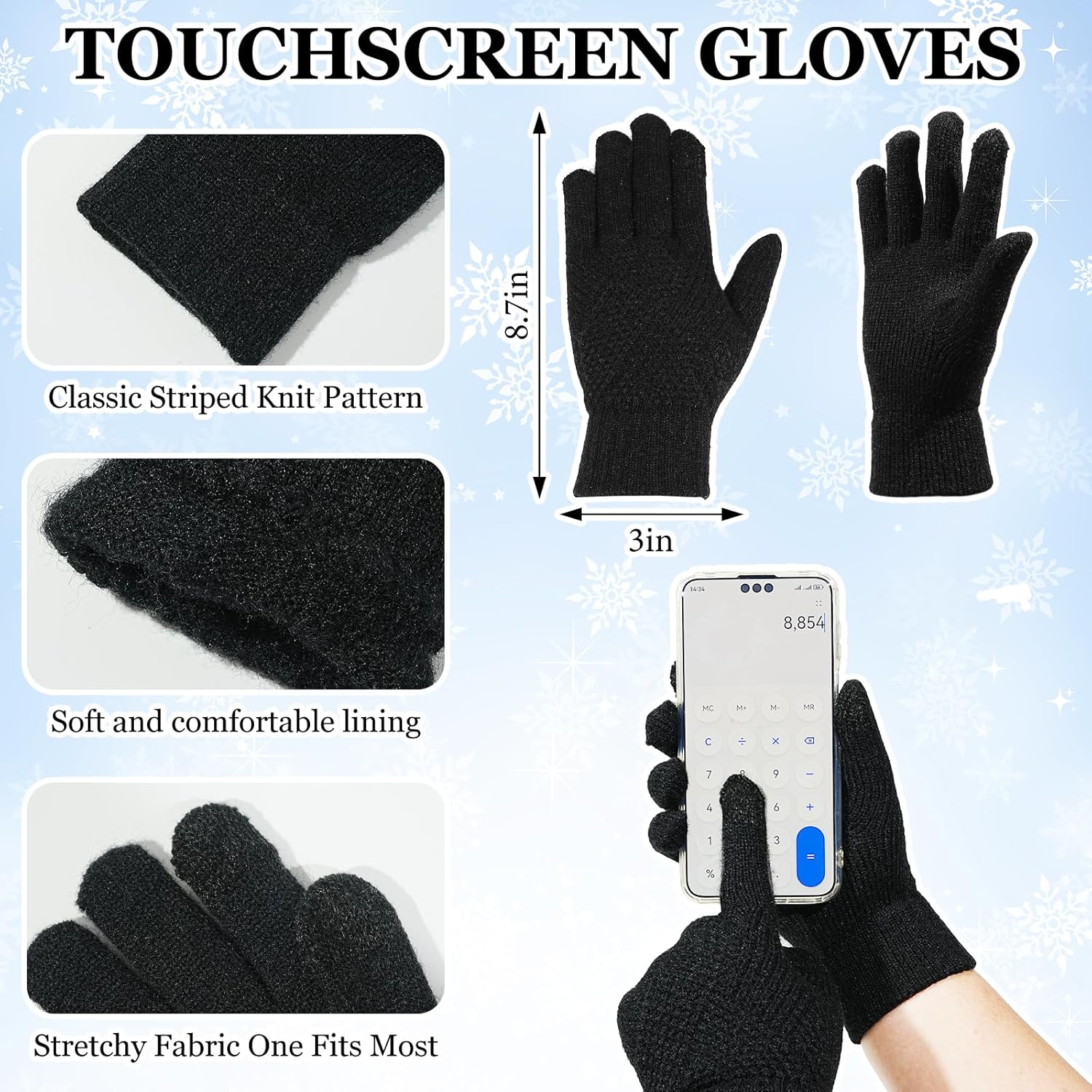 Winter Women Beanie Hat Scarf Gloves Socks Set Warmer Knit Hats Scarf Touchscreen Gloves Socks Crochet Winter Gifts for Adult - Image 3