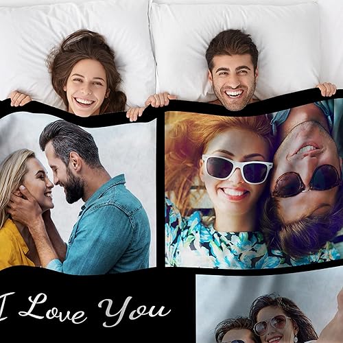 Miniatura 5 de Funny DIY Manta de fotos personalizada con texto, regalos personalizados para el día de San Valentín para parejas, novio, novia, manta personalizada
