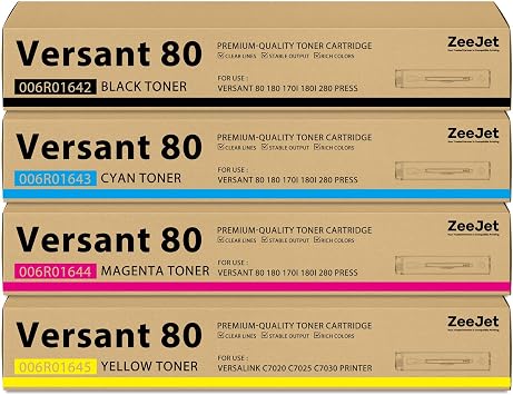 Versant 80 Toner Cartridges Set High-Yield Replacement for Xerox Versant 80 180 280 Press Printer Cartridge 006R01642 006R01643 006R01644 006R01645 Toner Cartridge 4-Color BK/C/M/Y 20K/22K Pages