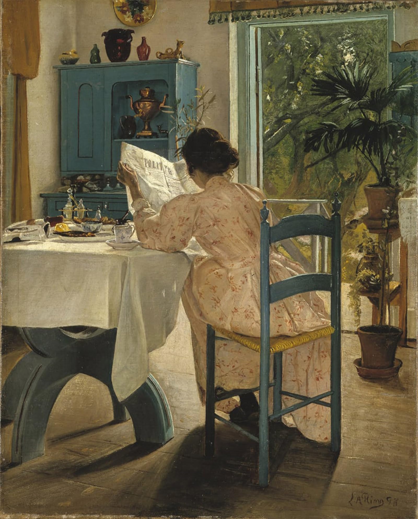 SERENDIPITP Vintage Picture Print on Canvas Wall Art Poster At Breakfast by Laurits Andersen Ring Artwork Print Poster for Wall Decor 60x90cm