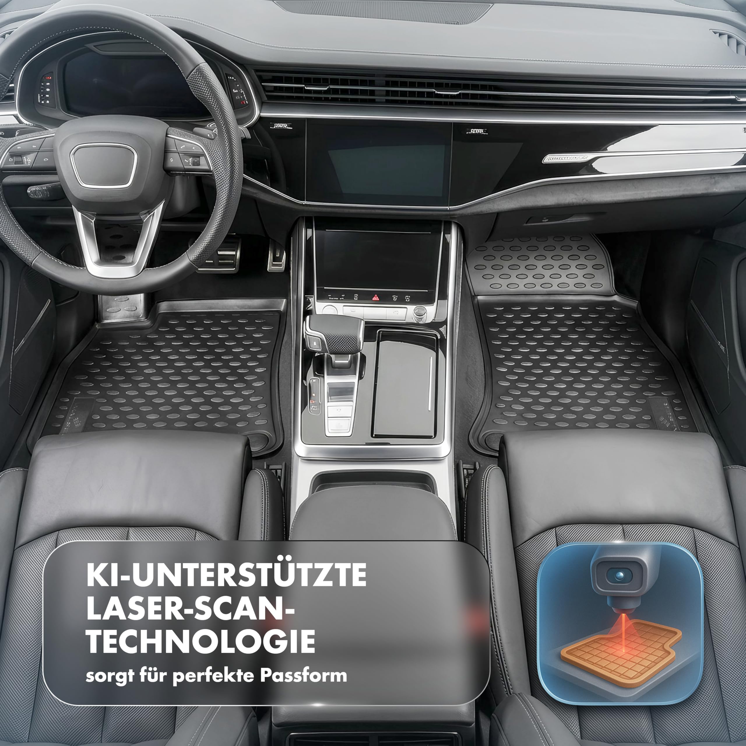 Walser XTR Gummi Fussmatten Auto für VW Passat (B8) 08/2014-2023, 100% passgenaue Auto Fußmatten, robuste Universal Fußmatte Auto, Gummimatten Auto, Auto Fussmatten Gummi, Auto Gummimatten