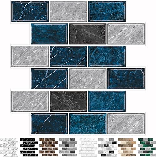 URCOLOR Azulejos autoadhesivos para salpicaduras de cocina, 12 x 12 pulgadas, azulejos de pared autoadhesivos para salpicaduras de baño, aspecto de
