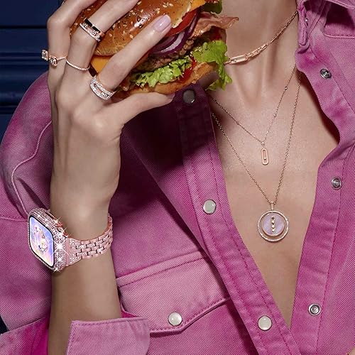 Miniatura 7 de KADES Paquete de 3 carcasas brillantes compatibles con Apple Watch de 1.575 pulgadas, diseño de diamante completo con protector de pantalla