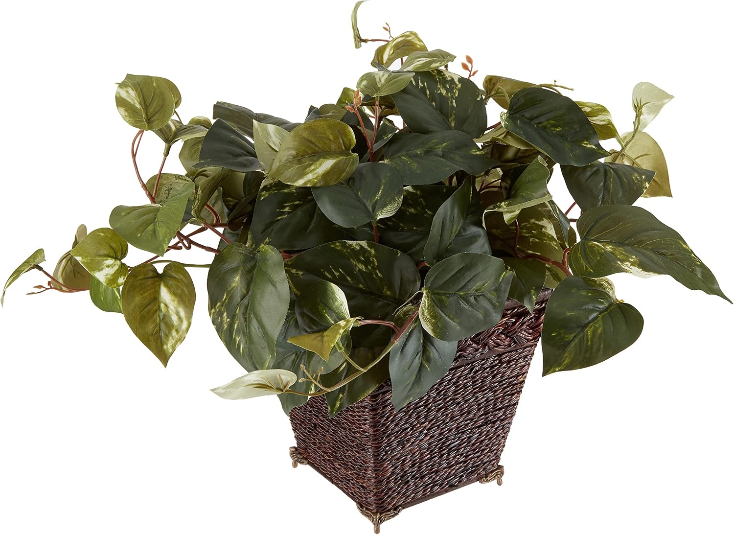 Nearly Natural 6704 Pothos with Coiled Rope Decorative Silk Plant, Green