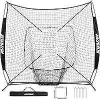 Vista 1 de 7'X7' Baseball Softball Practice Net,Pitching Net,Batting Net,with Baseball Tee,Bonus Strike Zone and Bow Frame,for Hitting,Pitching, Catching