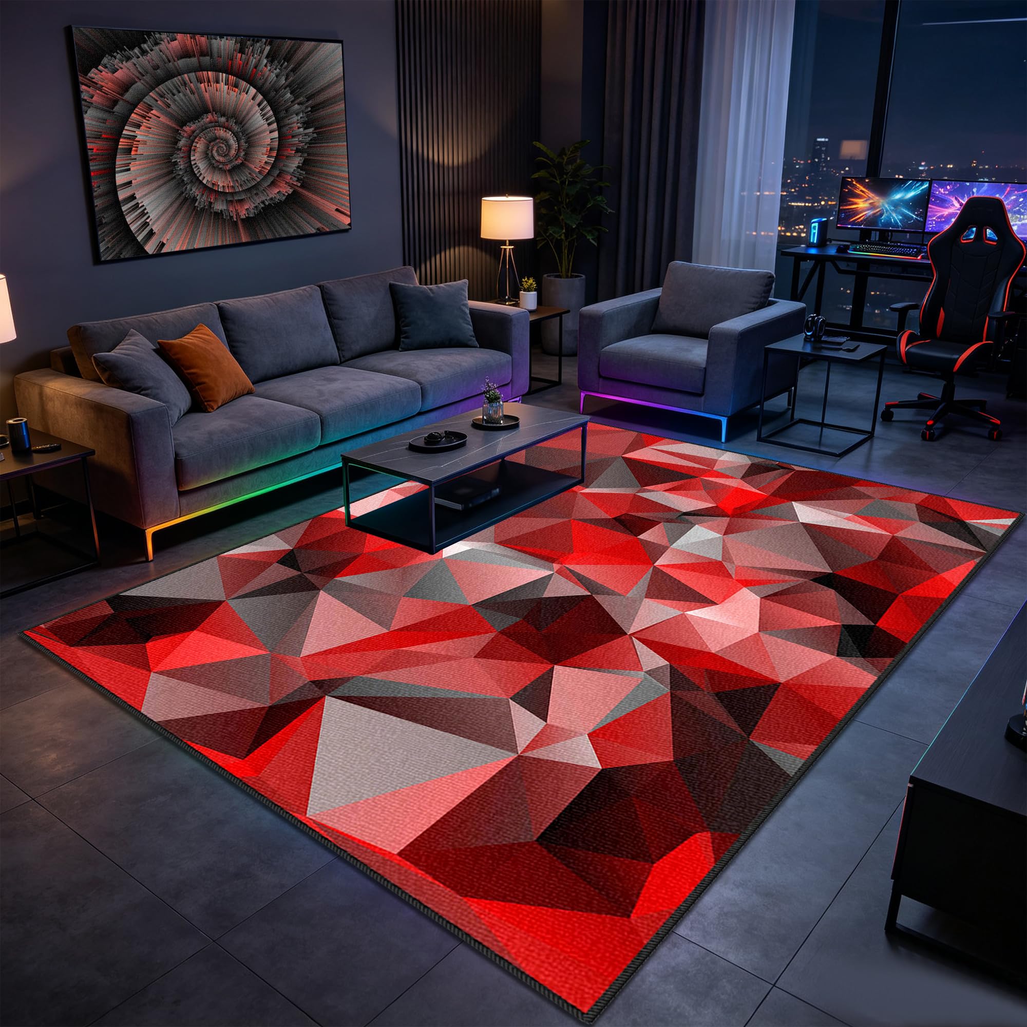 Tapis de salon moderne antidérapant grand tapis gaming pour chambre et jeux