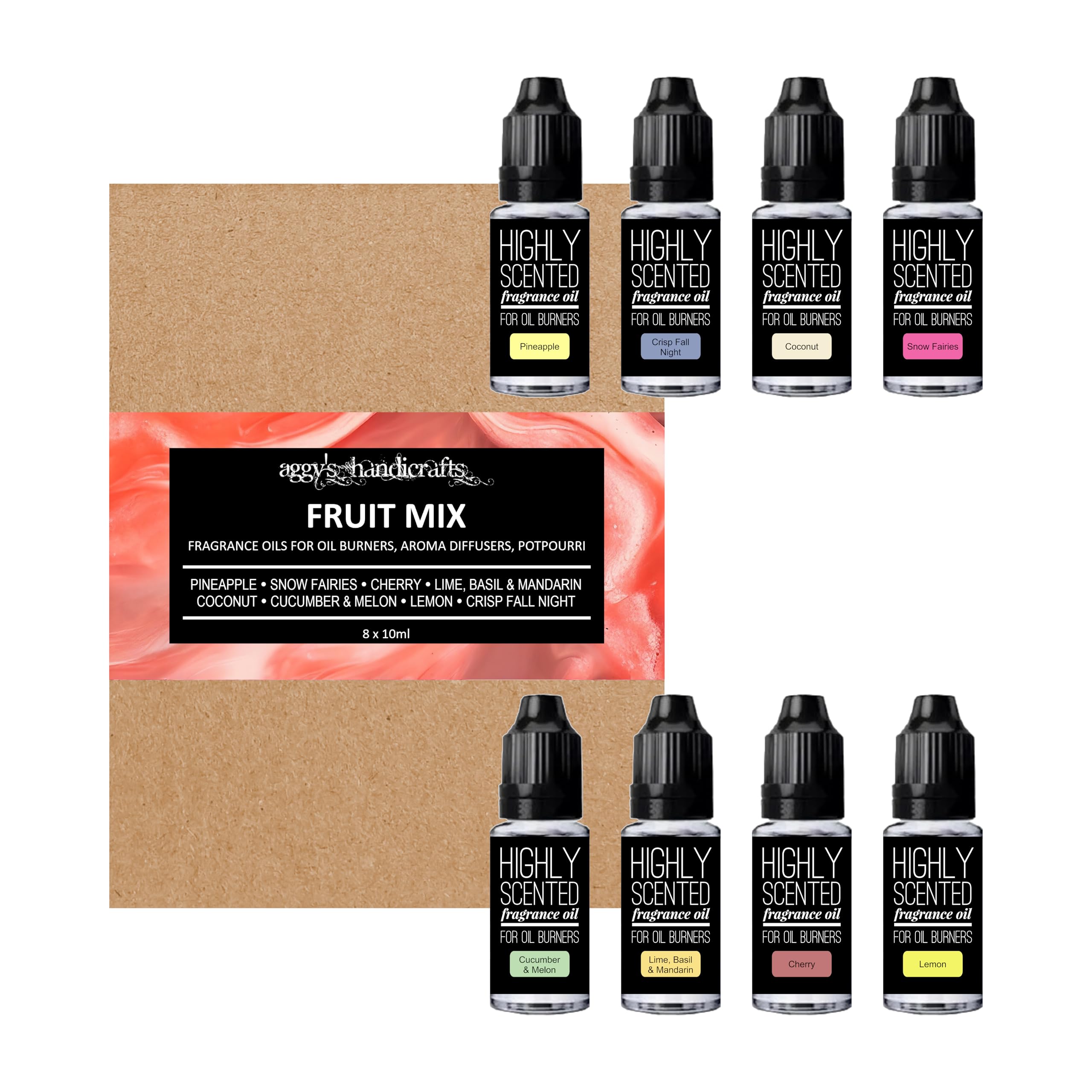 Highly Scented Fragrance Oils Gift Set, 8 x 10ml (FRUIT MIX)