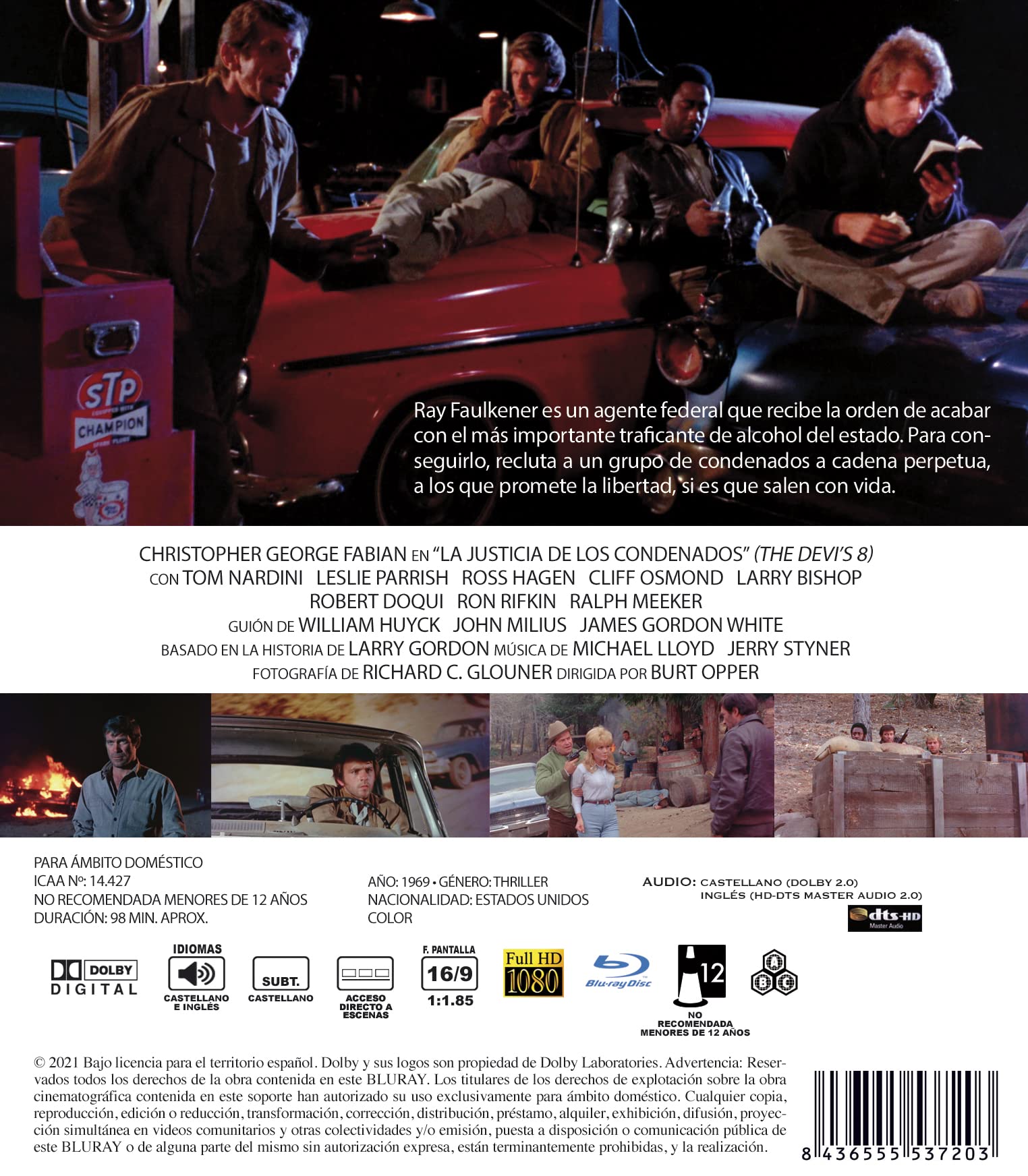The Devil's Eight 1969 Blu-Ray Spanish Import, English Language, Burt Topper, Christopher George, Fabian, Tom Nardini, Leslie Parrish - Image 3