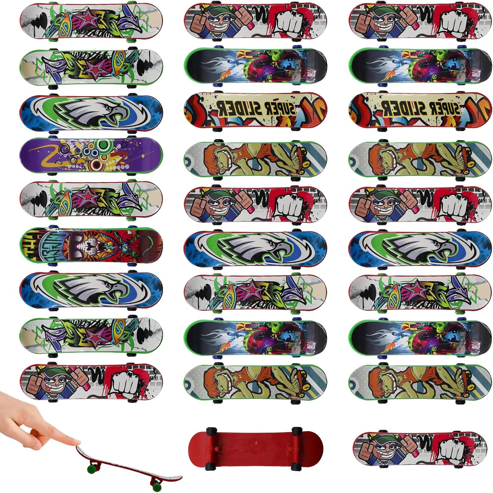 XZSKD 30 Pcs Finger Skateboards, Mini Skateboard Set, for Teens Party Birthday Gift