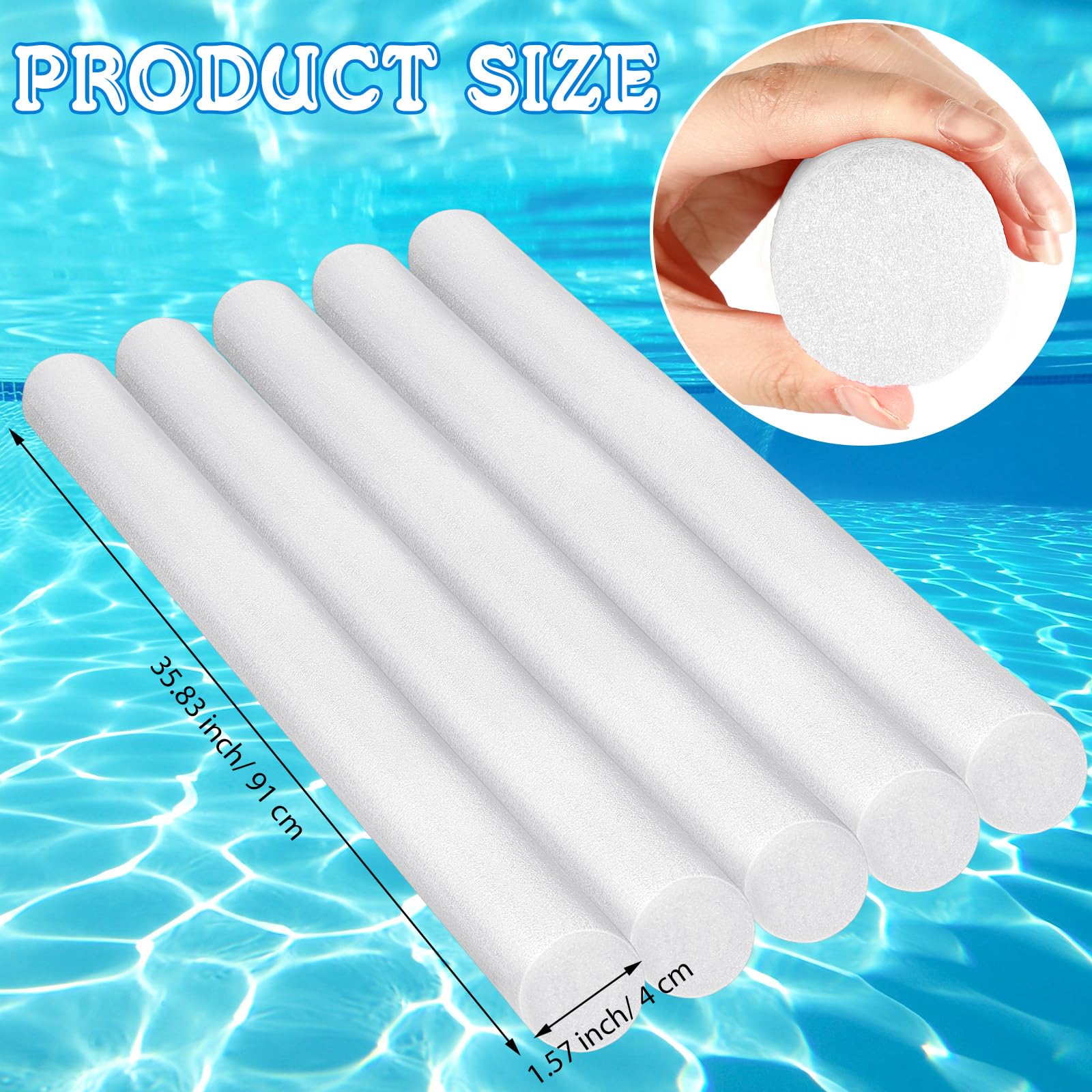 Frienda 20 Pcs Solid Pool Noodles 1.57 x 35.83 Inch Craft Foam DIY Craft Foam Swimming Pool Noodles Round Tube for Kids Floating Craft Projects(White)