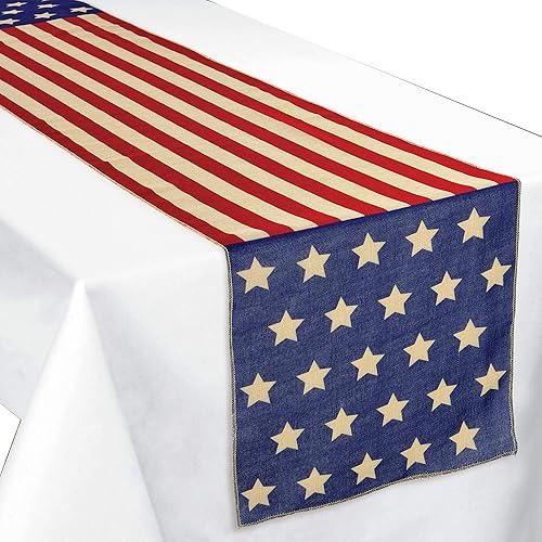 Amscan Camino de mesa patriótico, 72" x 14" - 1 unidad, multicolor