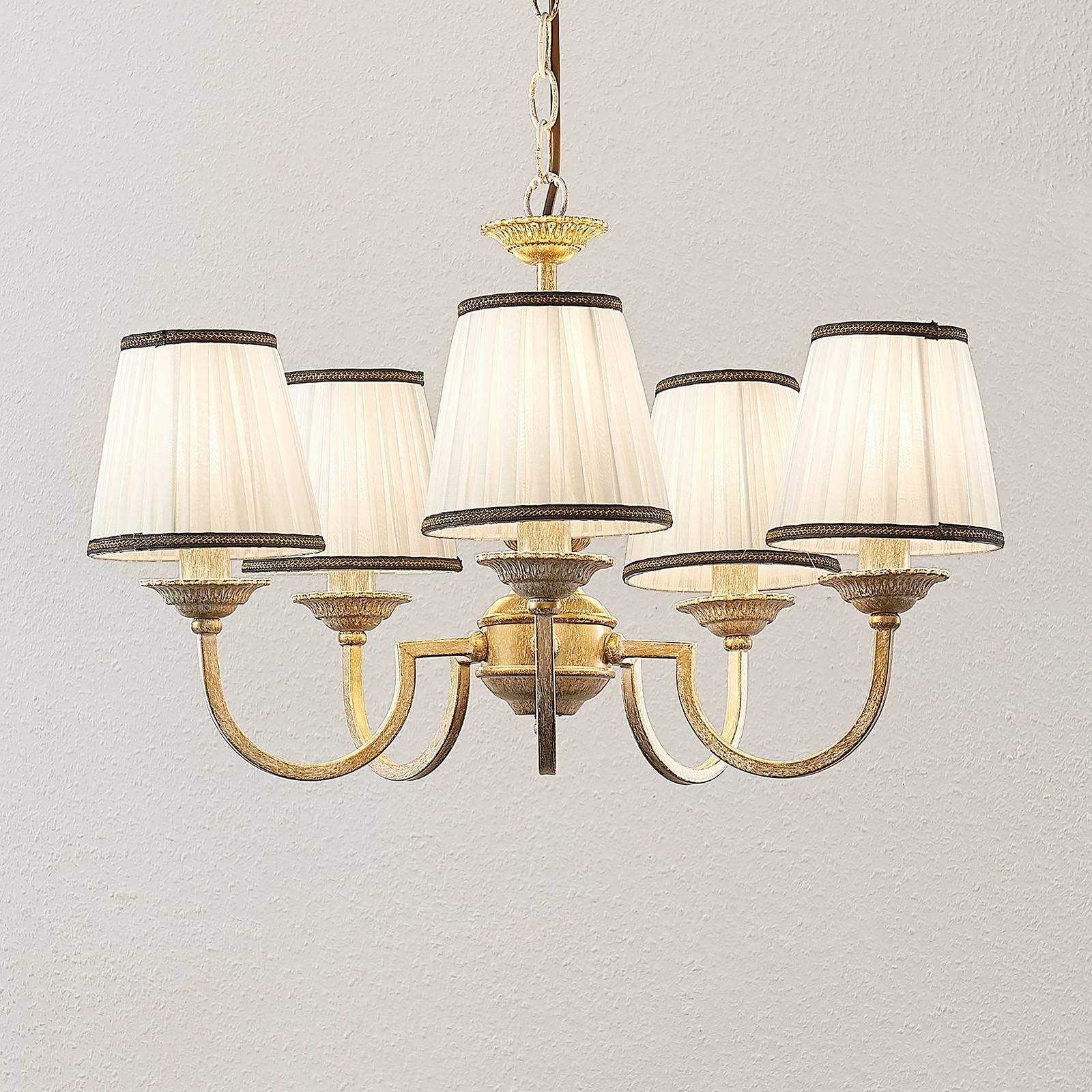 Lindby Kronleuchter Lumiel (Landhaus, Vintage Rustikal) in Bronze aus Textil (5 flammig E14) - Pendelleuchte Hängelampe Lüster Lampe Deckenleuchte Deckenlampe Wohnzimmerleuchte