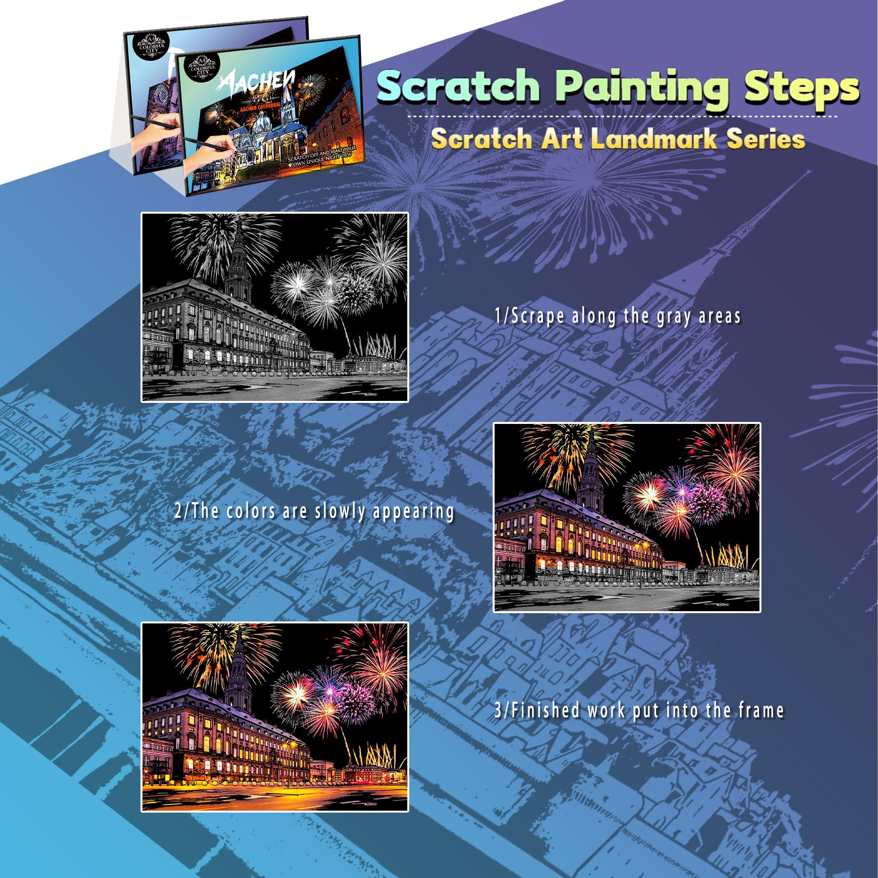 DESINIK Scratch Painting Art Paper, Scratch Art for Adults & Teens: Premium DIY Craft Kit with Tools - Image 3