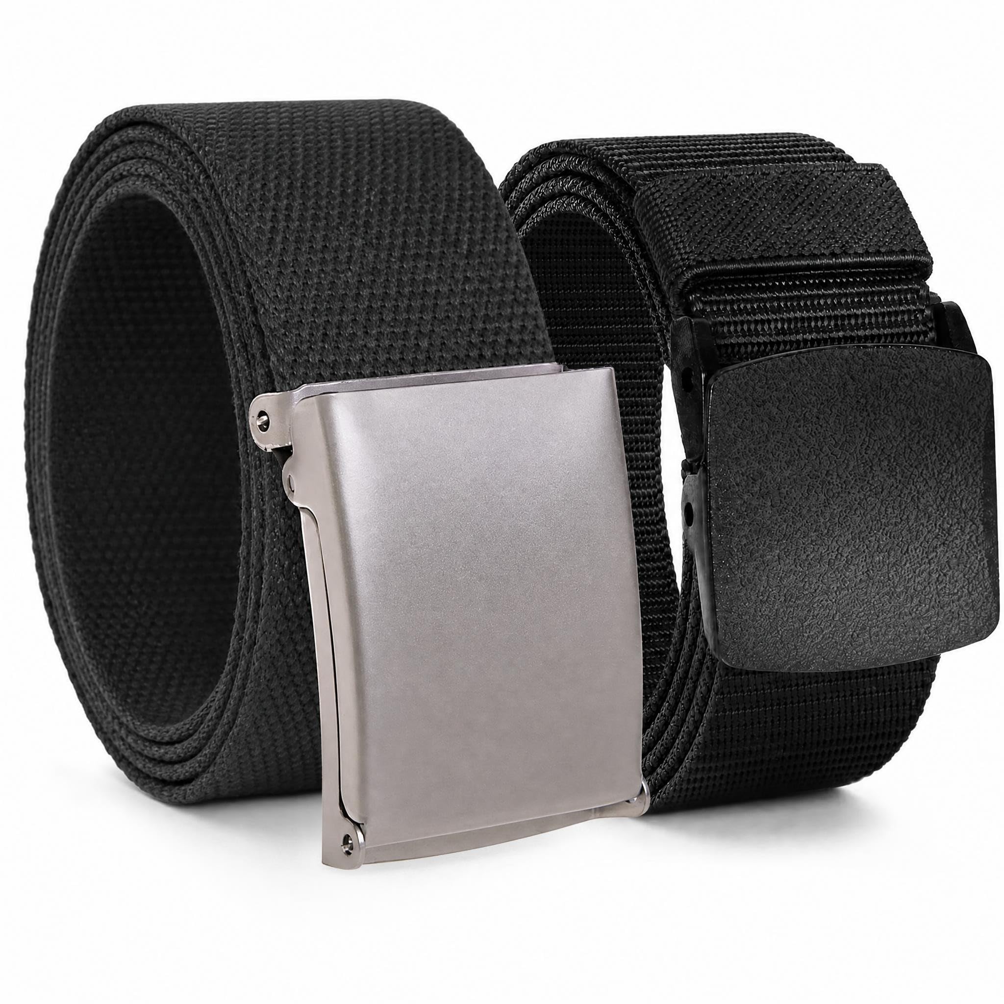 Chalier Herren Arbeitsgürtel Gürtel 2er Pack Länge 130cm | Ohne Löcher Nylon Canvas Stufenlos Verstellbarer Stoffgürtel Geeignet für jeden Anlass Geschenke für Männer