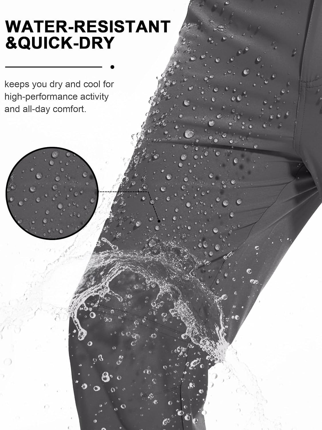 SEVEGO 30"/32"/34"/36"/38" Inseam Men's Tall Hiking Pants Quick Dry Outdoor Waterproof Golf Cargo Pants with 3 Pockets - Image 5