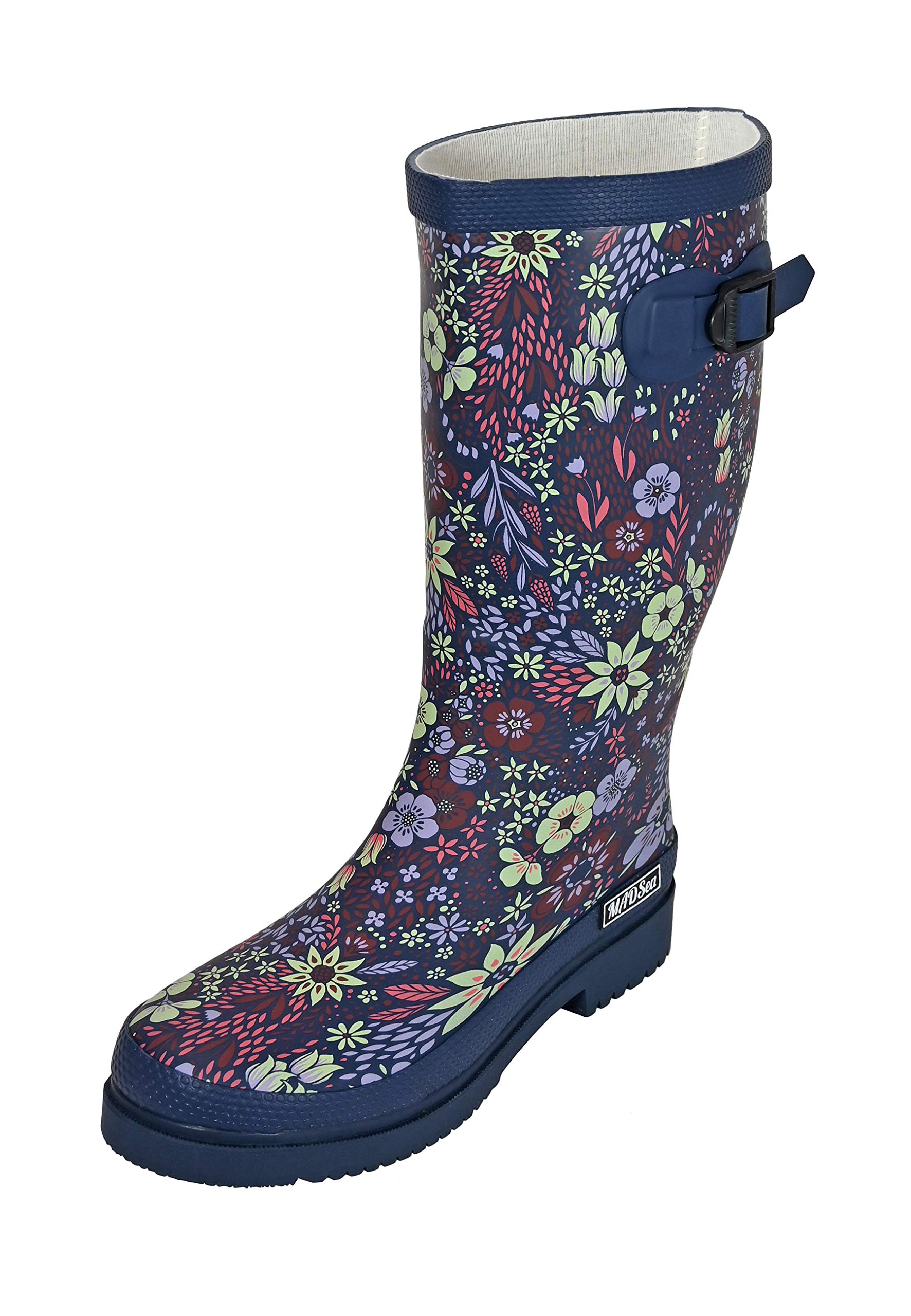 MADSea Damen Gummistiefel Flower Blumenprint Langschaft