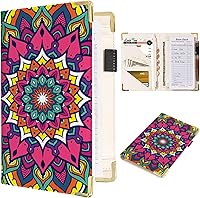 Vista 12 de Libros de servidor para mesera - Cartera de cuero PU marrón con bolsillo con cierre, motivo navideño; lindo organizador para meseros con bolsillo