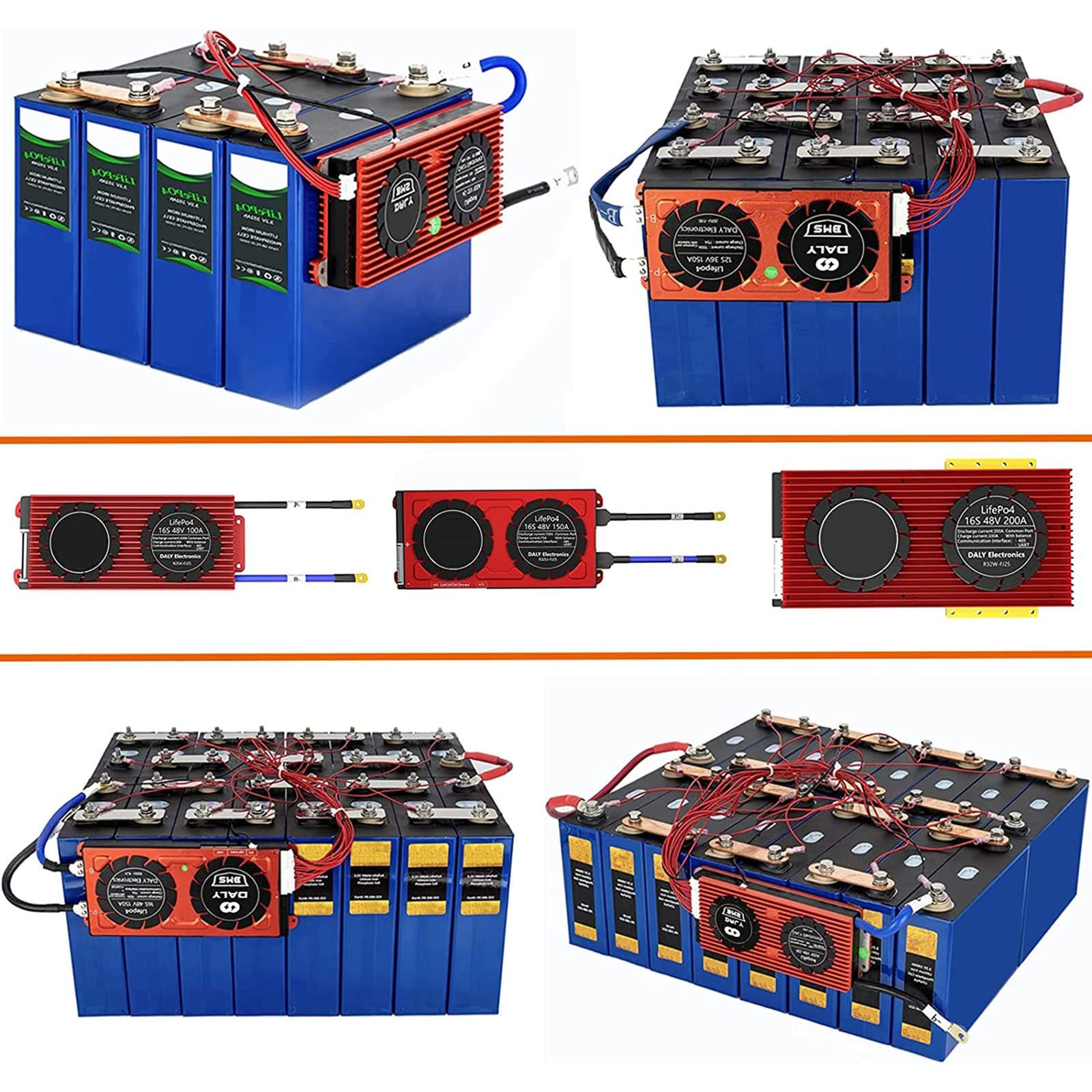 Inteligentny BMS, z Modułem Bluetooth, Obsługą Aktywnego Balansu, Funkcją UART, RS485 i CAN, Trójskładnikowa Płytka do Zarządzania Baterią Litową PCB Płytka Zabezpieczająca Baterię,17S 60V-80A