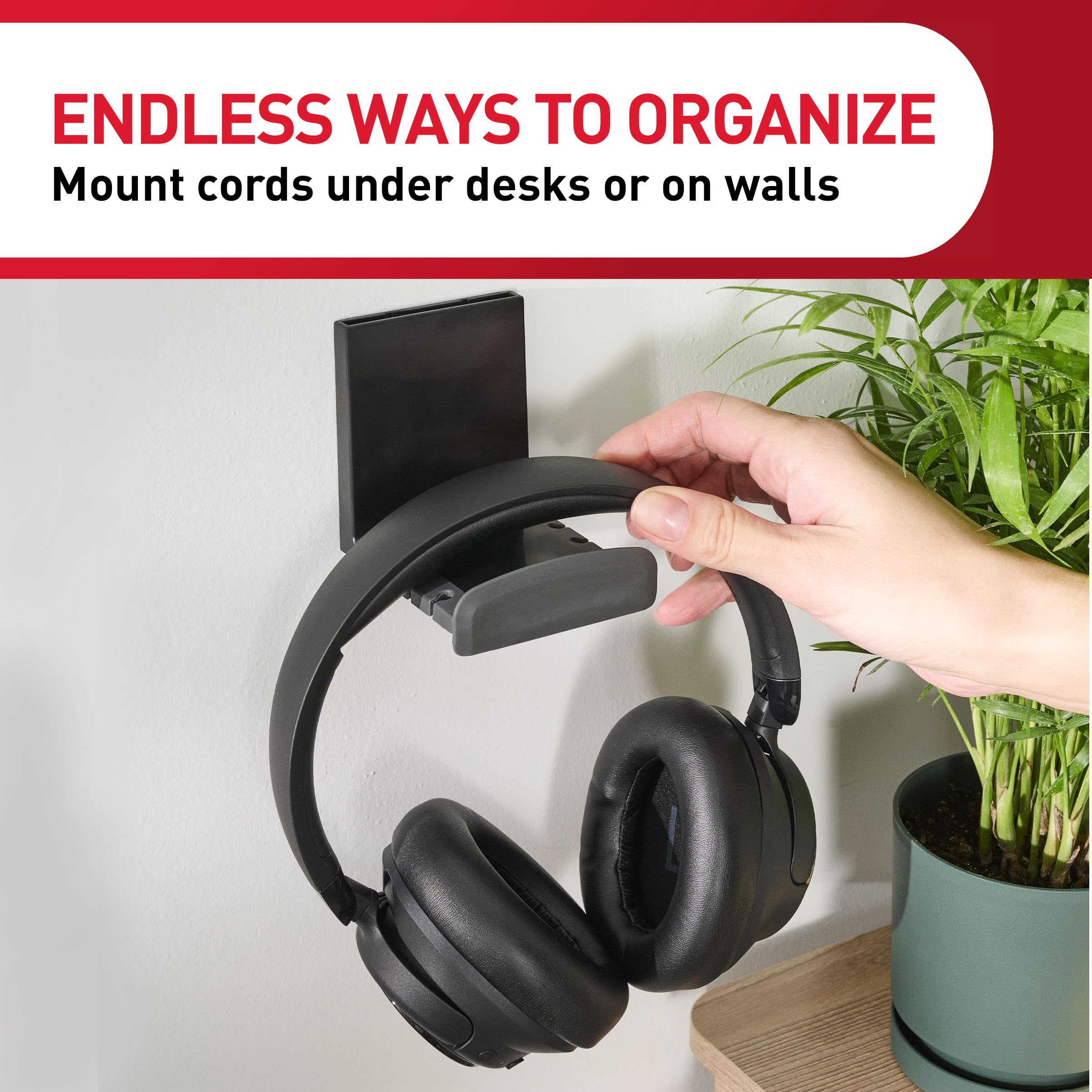 Command Kabel-Organizer-K, 1 K mit 8 Streifen, 25,4 cm Kabelaufbewahrung, schwarz, ideal für die Organisation von Elektronik ohne Beschädigung unter dem Schreibtisch oder der Wandhalterung