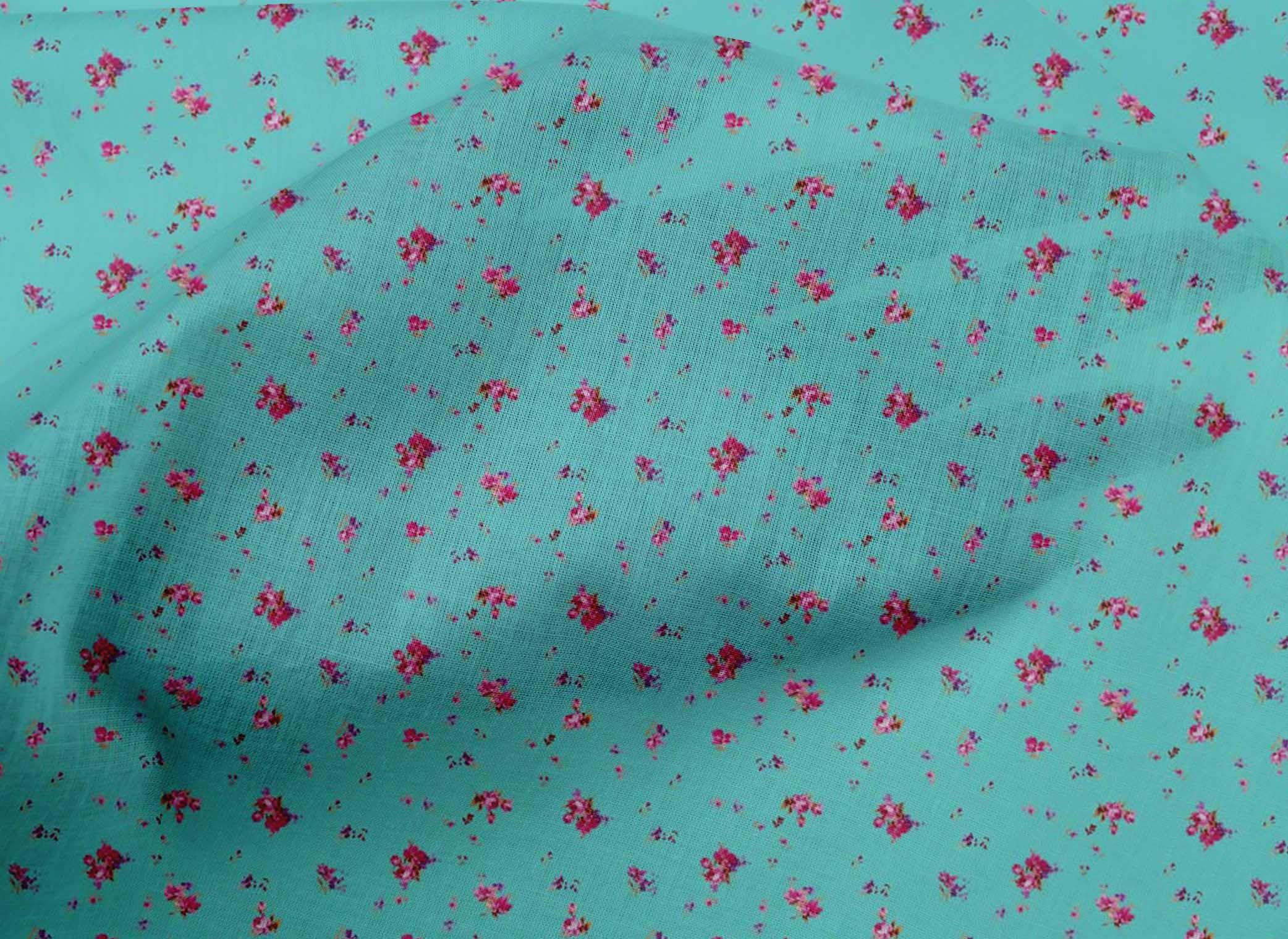 Mini Tissu Entier Vert Préimprimé - 16,5"x16,5" - Feuilles Fleuries - The Stencil Company