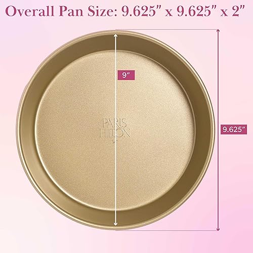 Miniatura 5 de Paris Hilton Colección de utensilios para hornear de acero al carbono antiadherente, molde redondo de 9 pulgadas, apto para lavavajillas, fabricado