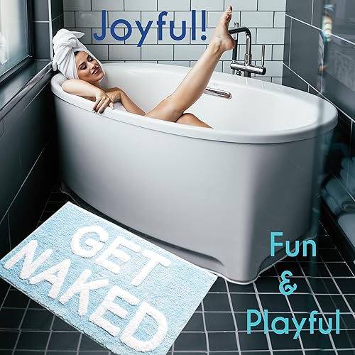 Miniatura 4 de Evovee Alfombra de baño con texto en inglés «Get Naked», divertida y bonita, alfombra de baño con texto «Get Nake», divertida y bonita,