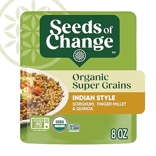SEEDS OF CHANGE Organic Super Grains - Guarnición estilo indio, bolsa de 8 onzas (paquete de 6)