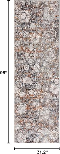 Miniatura 10 de SAFAVIEH Limitee Collection - Alfombra de área de 8 x 10 pies, carbón y beige, diseño vintage envejecido, no desprende pelusa y de fácil cuidado,