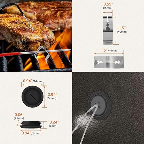 Miniatura 5 de Kit de piezas de repuesto sonda de carne de temperatura y sonda de sensor para parrillas de pellets Pit Boss y ahumadores, con 2 ojales de sonda,