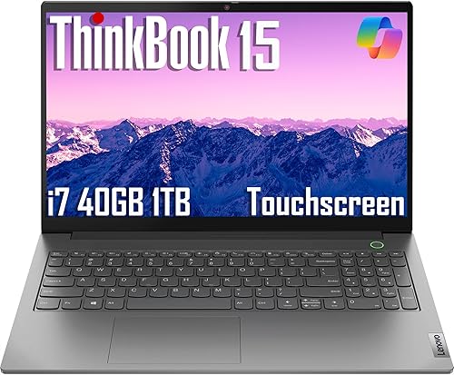 Lenovo ThinkBook 15 Gen 4 Business Laptop (pantalla táctil IPS FHD de 15.6 pulgadas, Intel 10-Core i7-1255U, 40 GB de RAM, 1 TB SSD), cámara web