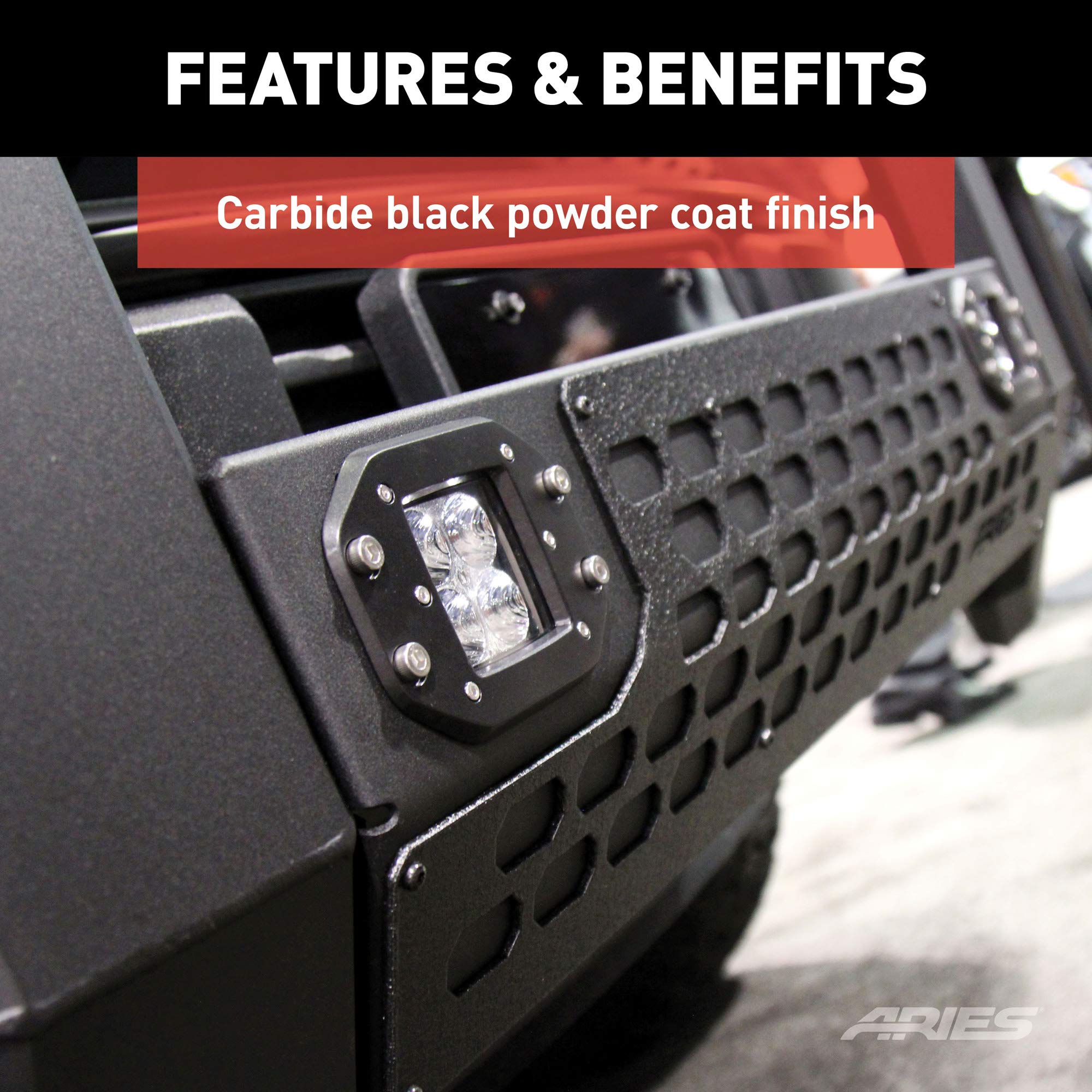 ARIES 2162100 AdvantEDGE Black Aluminum Truck Bull Bar with Lights