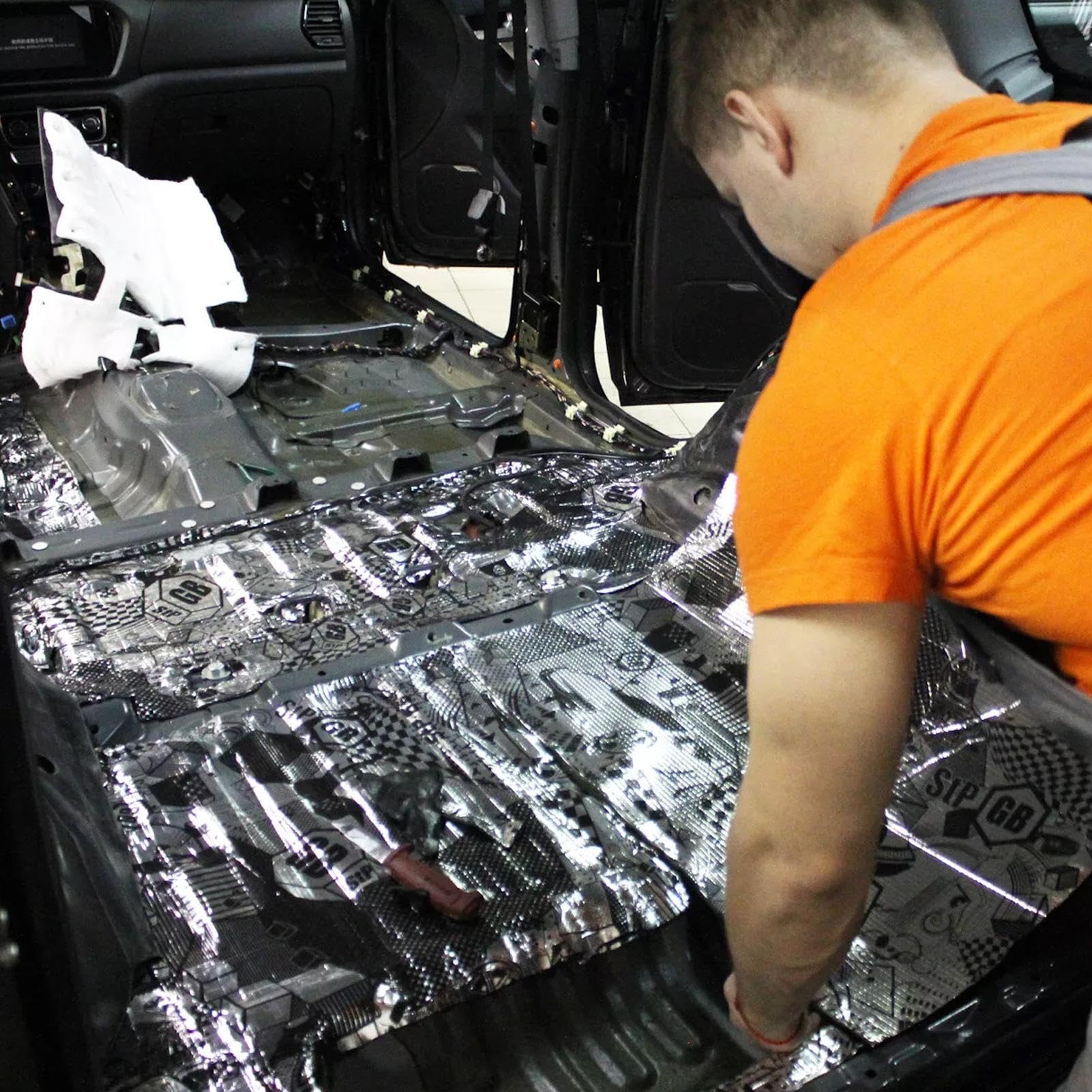Esterilla aislante de 50 x 200 cm para coche, , insonorización, protección térmica, esteras de aislamiento acústico, rollo de aluminio para aislamiento acústico para vehículos de motor
