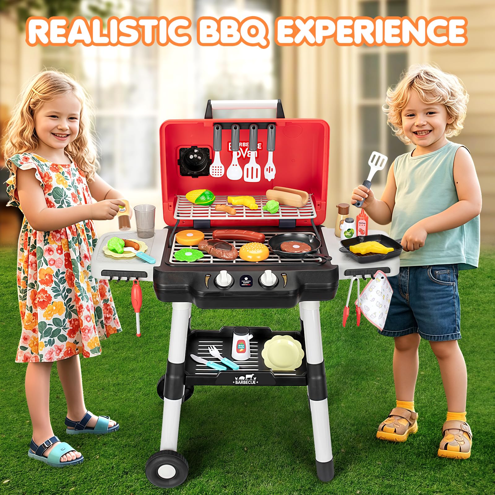 Kids VEVOR 28-Pieces BBQ Grill Playset, Kids Toys With Sound And