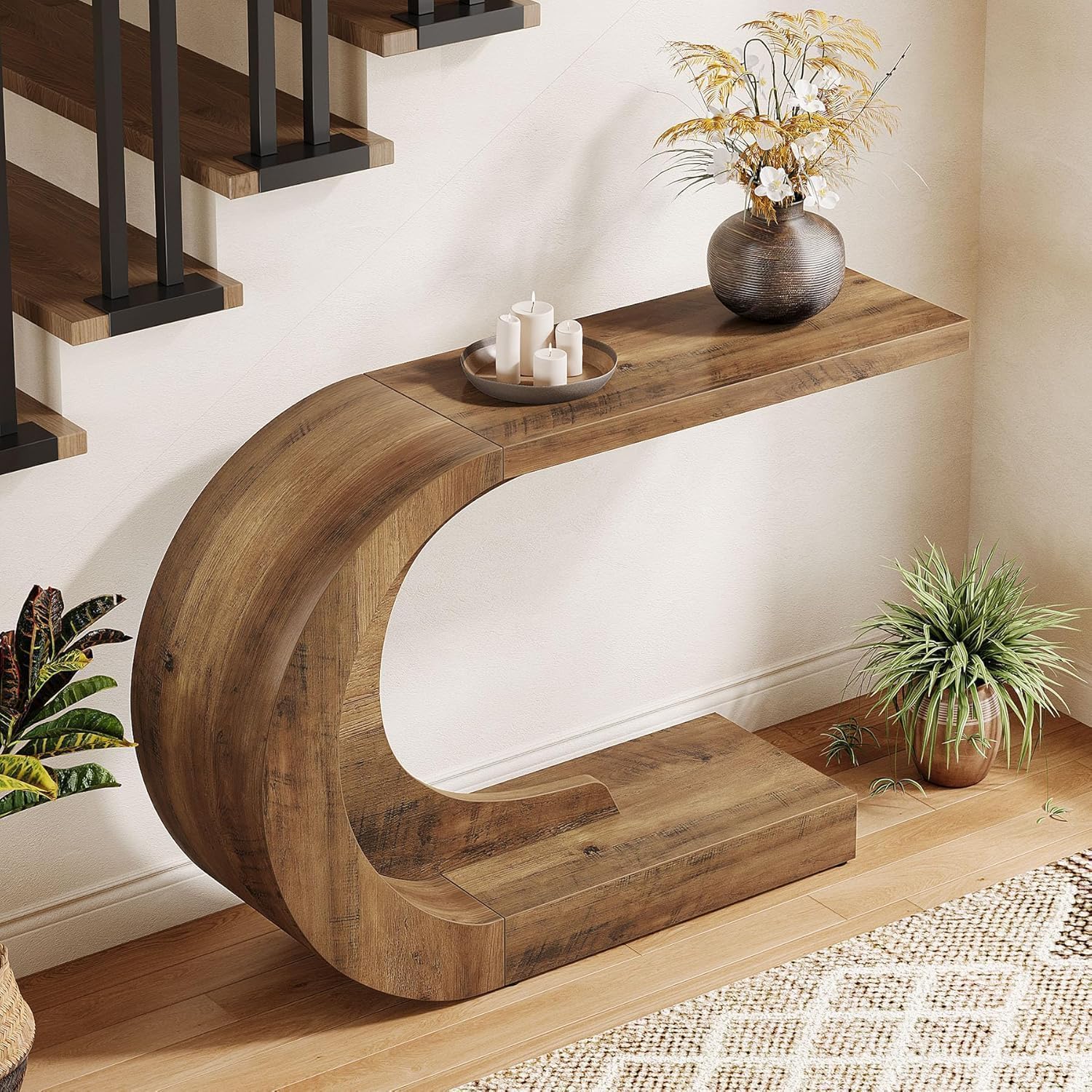 Tribesigns Mesa Consola, Muebles Entrada Recibidor Rústico, 110 x 35 x 75 cm, Consola Recibidor, Mueble Recibidor para Entrada, Estíbulo, Marrón