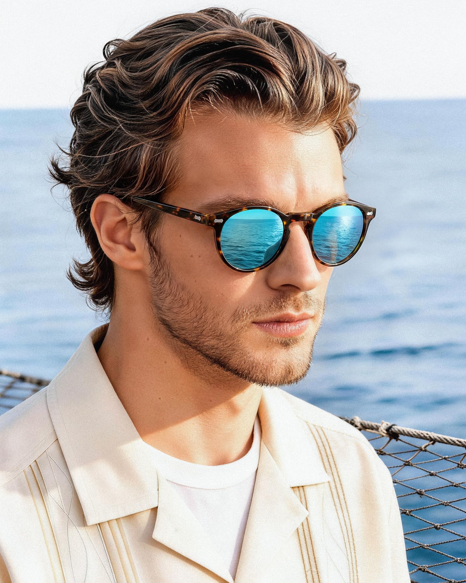Carfia Retro Occhiali da Sole da Uomo Polarizzati Occhiali Unisex per Uomo e Donna con Struttura in Acetato e Protezione UV400