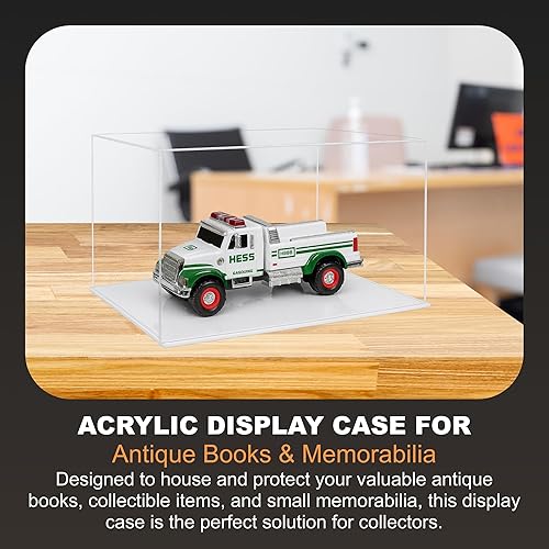 Vista 138 de Better Display Cases Versátil vitrina de acrílico transparente - Caja rectangular grande con base blanca 18" x 12" x 3" (BK09)