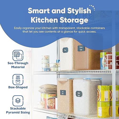 Miniatura 5 de Chef's Path Recipientes herméticos extra grandes de almacenamiento de harina y azúcar con tapas, juego de 2, recipientes de despensa de 6.5L