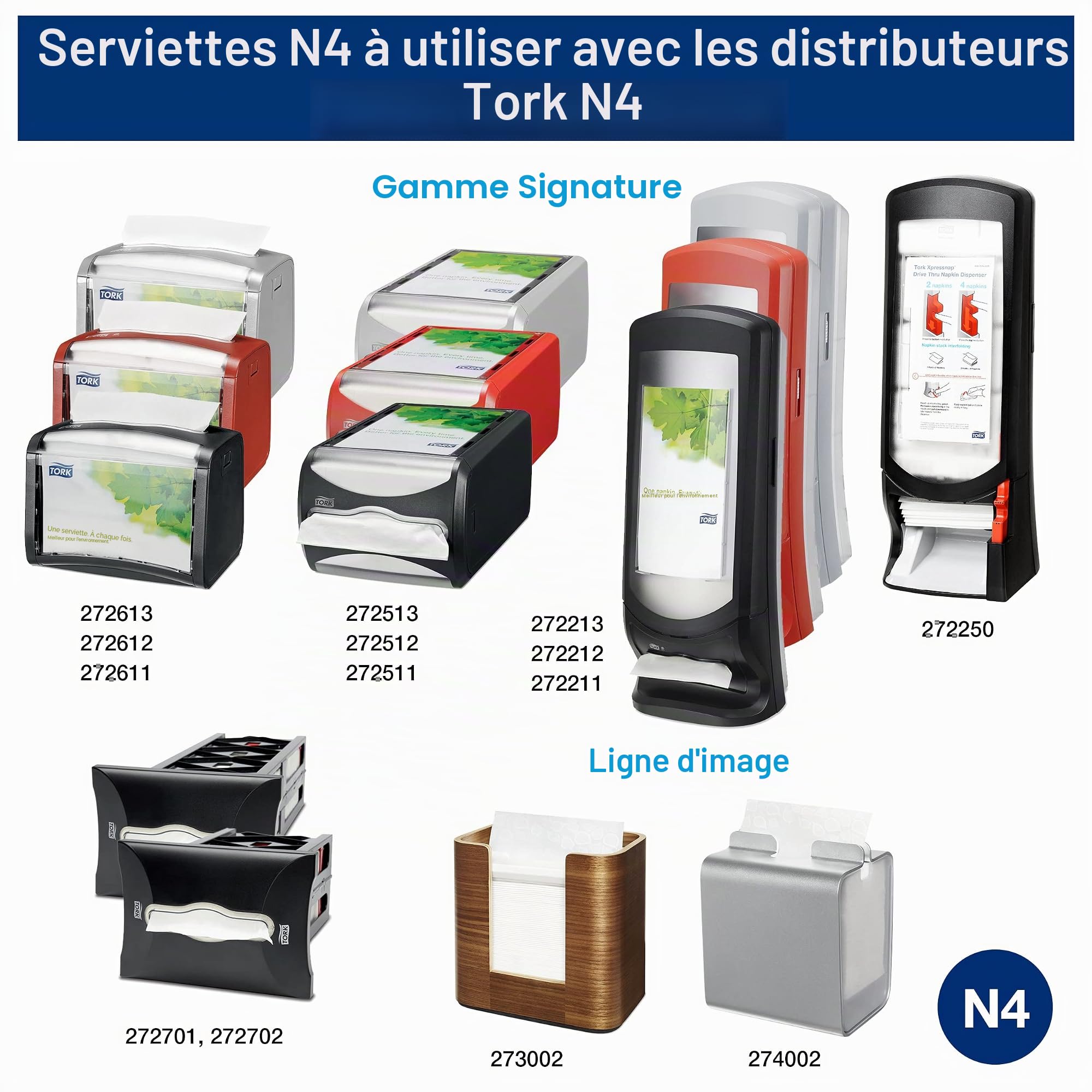 Tork Xpressnap Serviette enchevêtrée, 15840, 8 x 500 serviettes, douce | pliage 1/2 2 plis, pour distributeur N4, blanche, extra