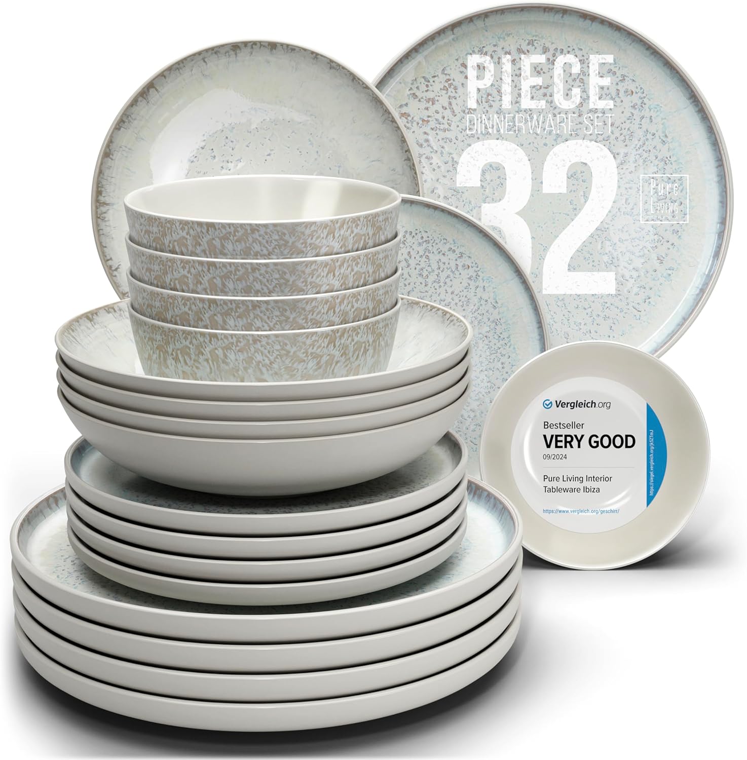 PURE LIVING 32pc Beige Dinnerware