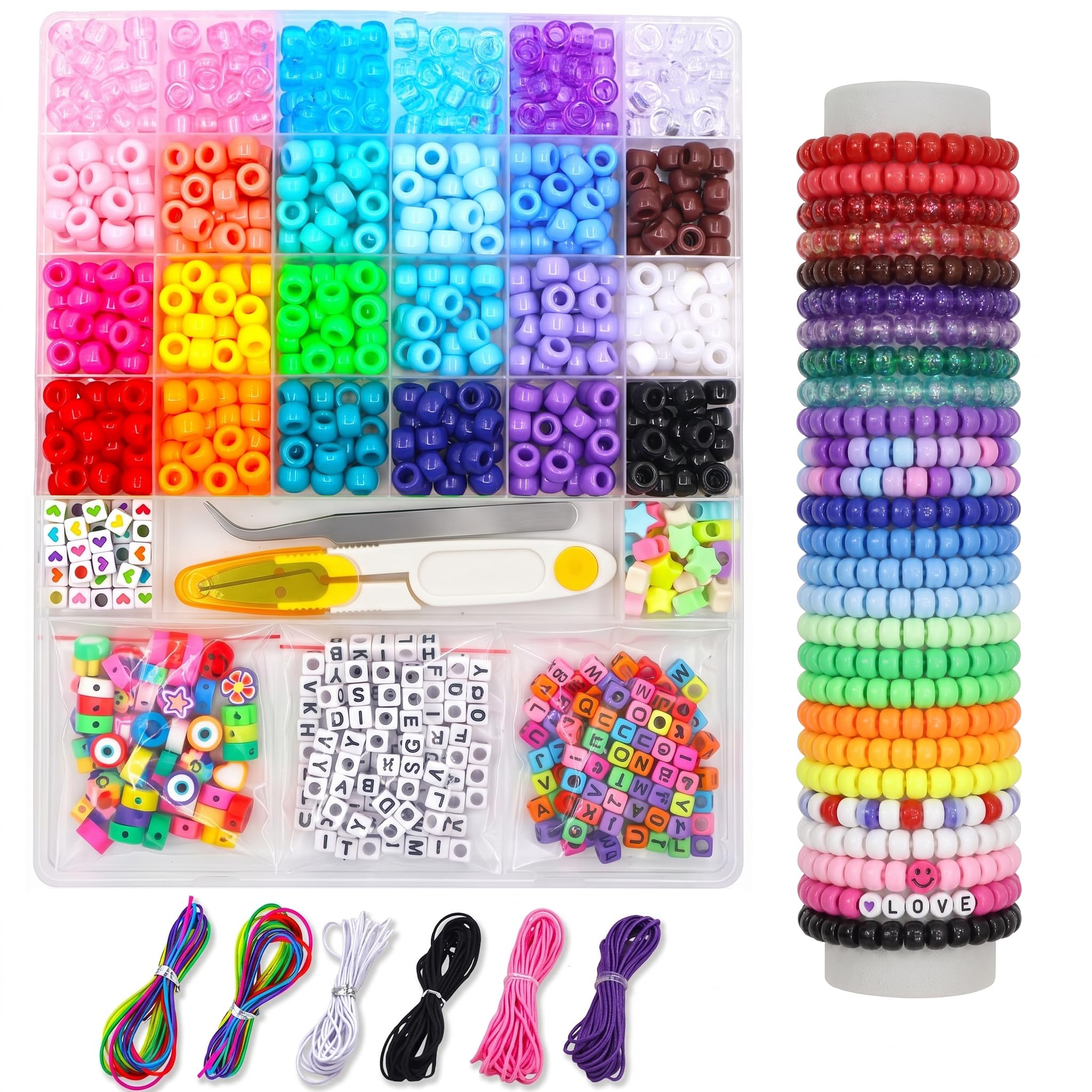 Juego de cuentas coloridas para manualidades y creación de pulseras con letras 6