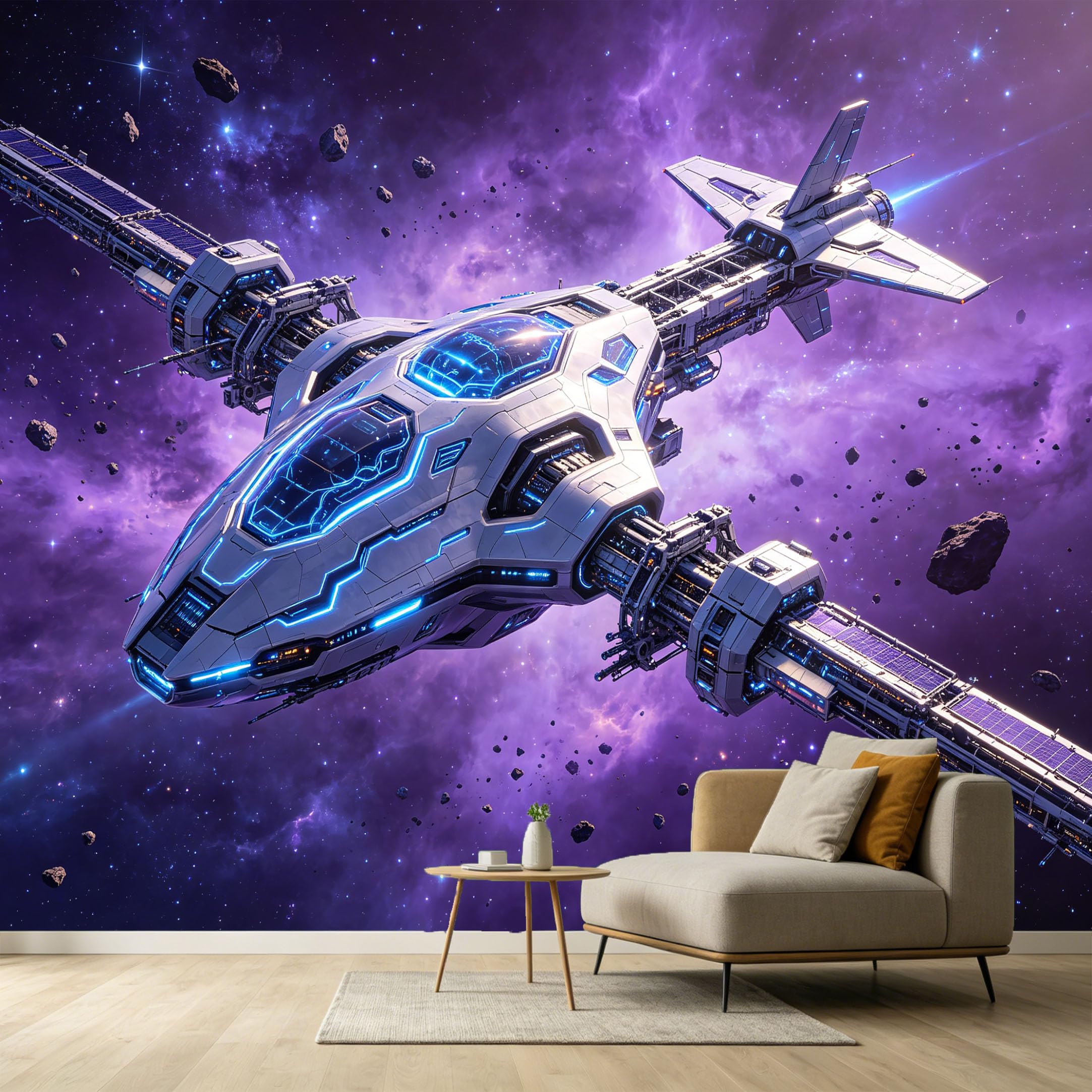 Custom Size Wall Murals Futuristic Spaceship Galaxy Nebula 3D Modern SelfAdhesive Wall Fabric Removable Large Wallpaper for Photo Living Room